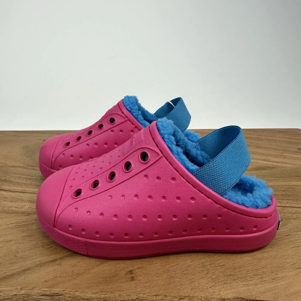 New NWT Little‎ Kids Native Jefferson Cozy Pink Fleece Sling Shoes 7 C